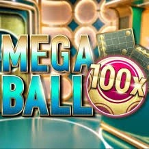 Mega Ball 100x slot logo by Evolution at WishWin Casino